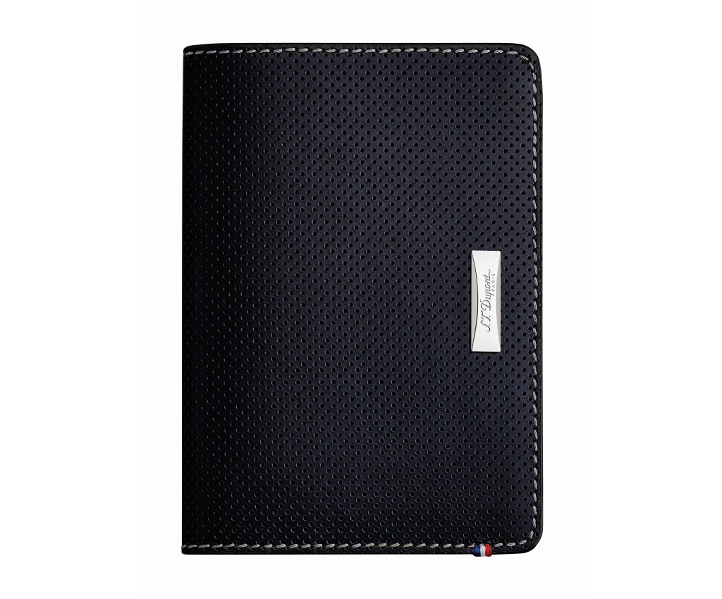 Defi Black Perforated Leather Wallet (7 Credit Card Slots)